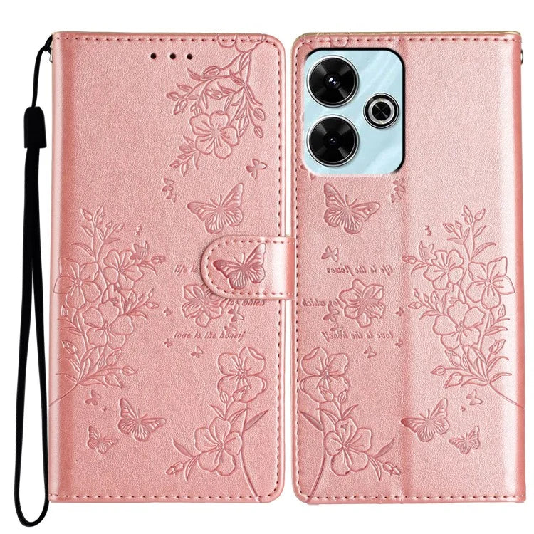 For Xiaomi Redmi 13 5G / 13 4G Phone Case Butterfly Floral Imprint Leather Wallet Cover