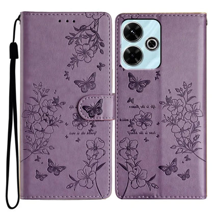 For Xiaomi Redmi 13 5G / 13 4G Phone Case Butterfly Floral Imprint Leather Wallet Cover