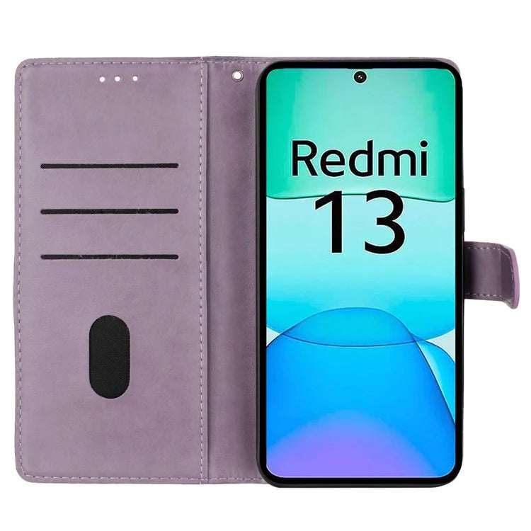 For Xiaomi Redmi 13 5G / 13 4G Phone Case Butterfly Floral Imprint Leather Wallet Cover