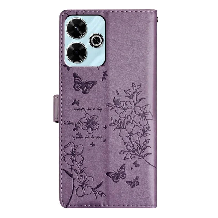 For Xiaomi Redmi 13 5G / 13 4G Phone Case Butterfly Floral Imprint Leather Wallet Cover