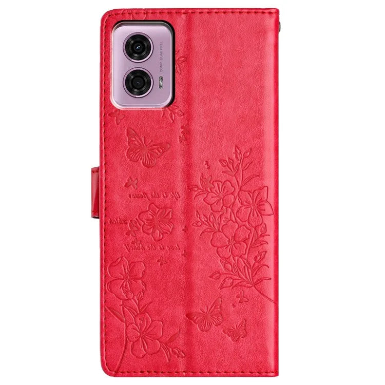 For Motorola Moto G24 4G / G04 4G Case Butterfly Floral Imprint Stand Leather Phone Cover
