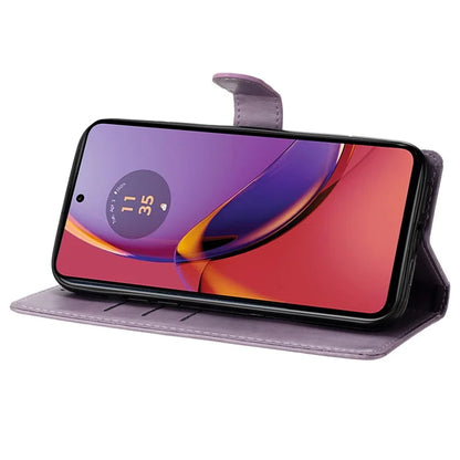 For Motorola Moto G45 5G / G34 5G Stand Case Butterfly Floral Imprint Leather Wallet Phone Cover