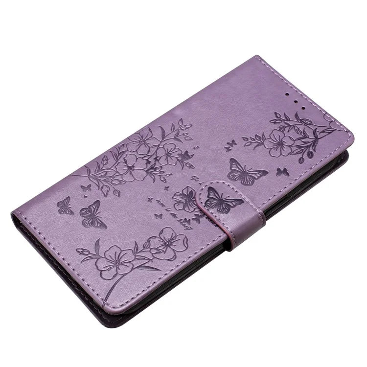 For Motorola Moto G45 5G / G34 5G Stand Case Butterfly Floral Imprint Leather Wallet Phone Cover