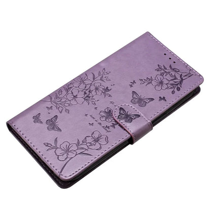 For Motorola Moto G45 5G / G34 5G Stand Case Butterfly Floral Imprint Leather Wallet Phone Cover