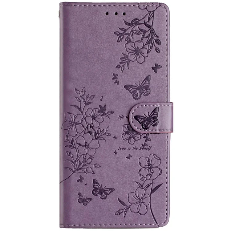 For Motorola Moto G45 5G / G34 5G Stand Case Butterfly Floral Imprint Leather Wallet Phone Cover