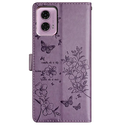 For Motorola Moto G45 5G / G34 5G Stand Case Butterfly Floral Imprint Leather Wallet Phone Cover