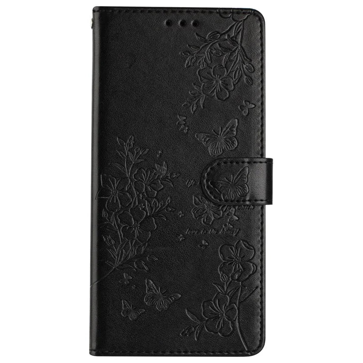 For Motorola Moto G45 5G / G34 5G Stand Case Butterfly Floral Imprint Leather Wallet Phone Cover