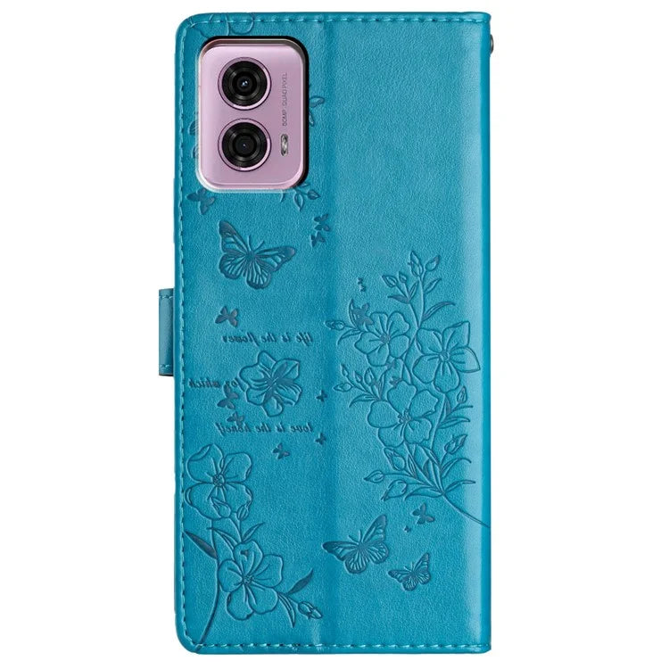 For Motorola Moto G45 5G / G34 5G Stand Case Butterfly Floral Imprint Leather Wallet Phone Cover