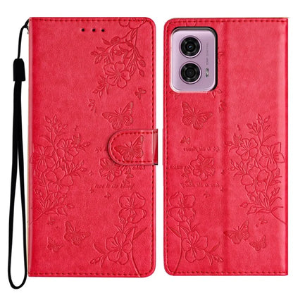For Motorola Moto G45 5G / G34 5G Stand Case Butterfly Floral Imprint Leather Wallet Phone Cover
