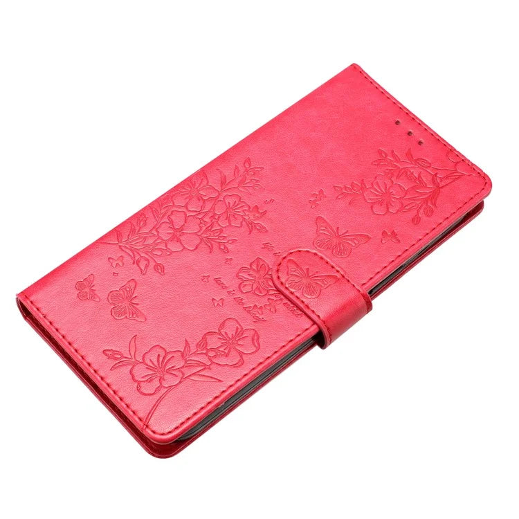 For Motorola Moto G45 5G / G34 5G Stand Case Butterfly Floral Imprint Leather Wallet Phone Cover