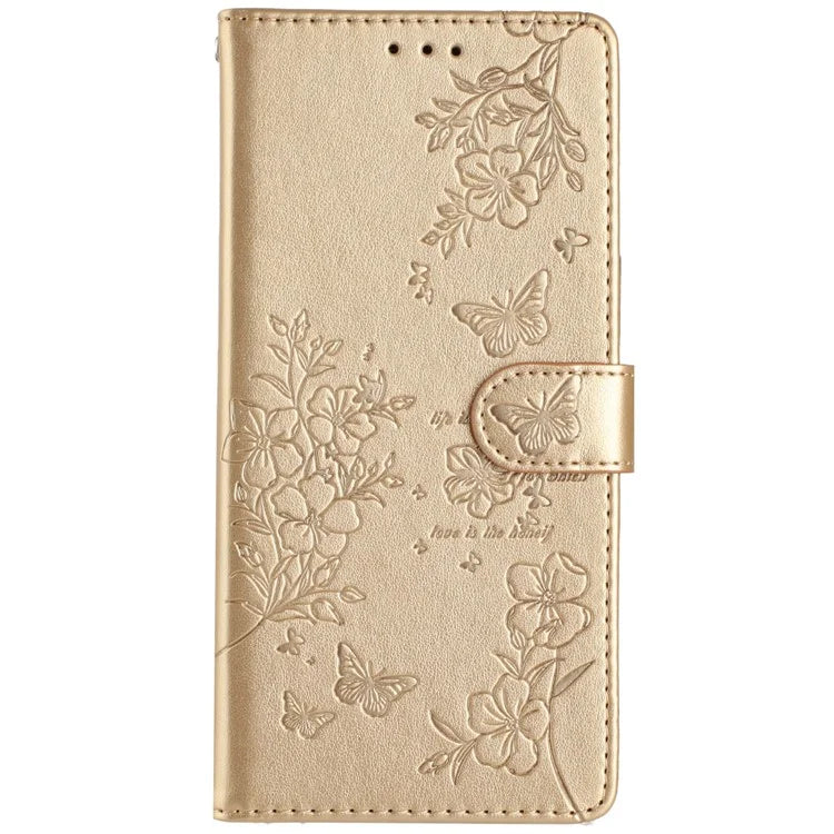 For Motorola Moto G45 5G / G34 5G Stand Case Butterfly Floral Imprint Leather Wallet Phone Cover