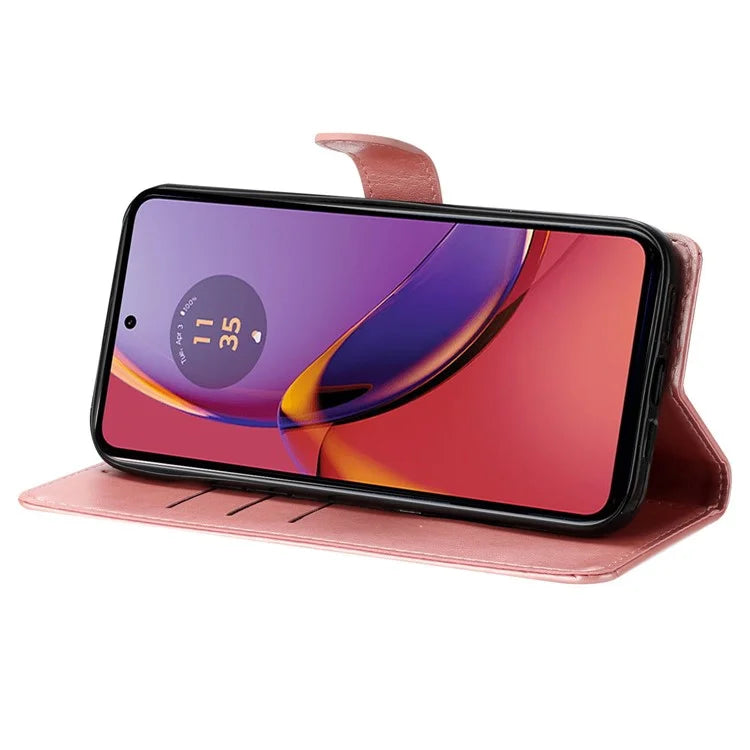 For Motorola Moto G45 5G / G34 5G Stand Case Butterfly Floral Imprint Leather Wallet Phone Cover