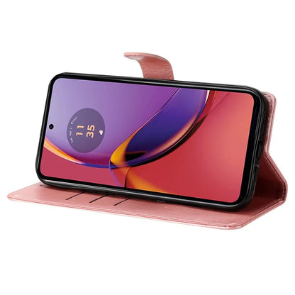 For Motorola Moto G45 5G / G34 5G Stand Case Butterfly Floral Imprint Leather Wallet Phone Cover