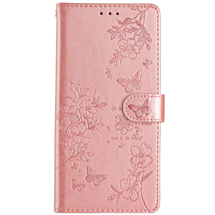 For Motorola Moto G45 5G / G34 5G Stand Case Butterfly Floral Imprint Leather Wallet Phone Cover