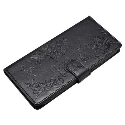 For Xiaomi Redmi 13C 4G / Poco C65 4G Phone Case Butterfly Floral Imprint Stand Leather Cover