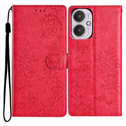 For Xiaomi Redmi 13C 4G / Poco C65 4G Phone Case Butterfly Floral Imprint Stand Leather Cover