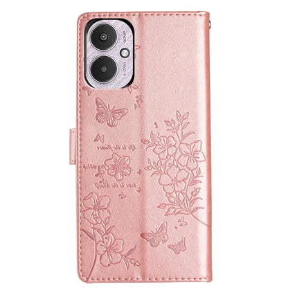 For Xiaomi Redmi 13C 4G / Poco C65 4G Phone Case Butterfly Floral Imprint Stand Leather Cover