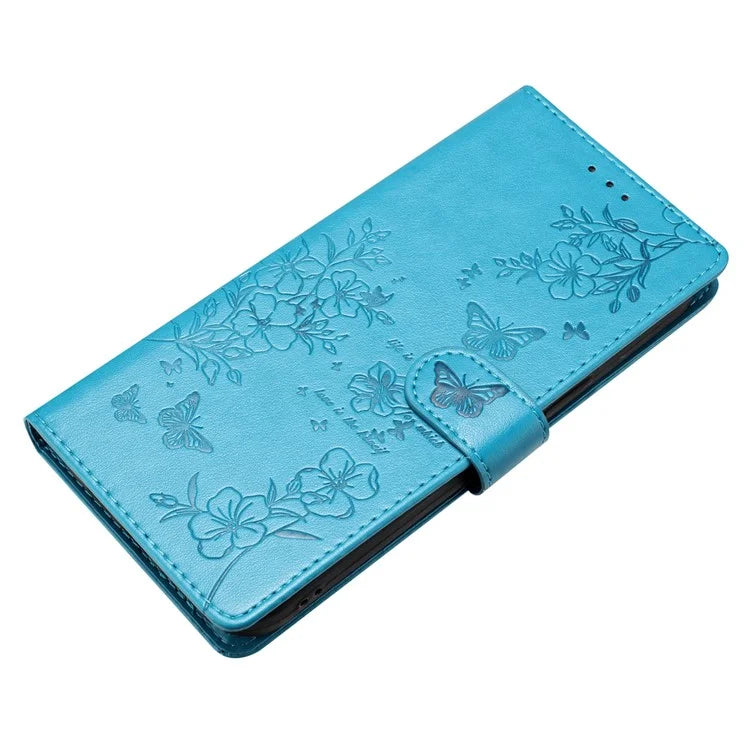 For Xiaomi Redmi 13C 4G / Poco C65 4G Phone Case Butterfly Floral Imprint Stand Leather Cover