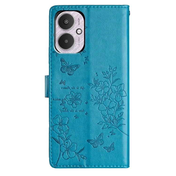 For Xiaomi Redmi 13C 4G / Poco C65 4G Phone Case Butterfly Floral Imprint Stand Leather Cover