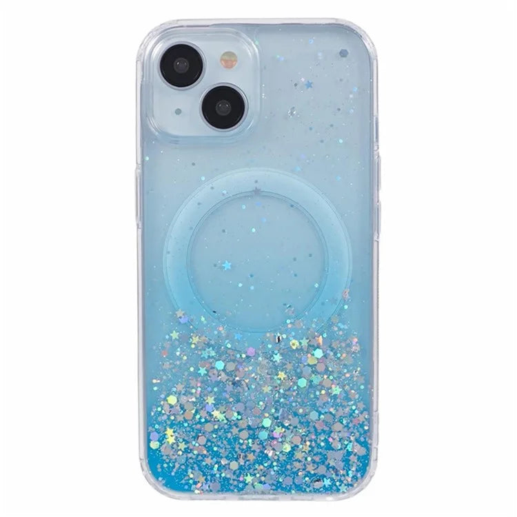 WANLONFENG JWT Series For iPhone 13 Glitter Sequin TPU+Acrylic Magnetic Phone Case with Screen Film + Lens Film