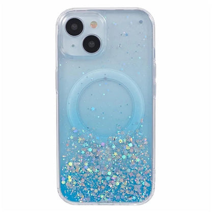 WANLONFENG JWT Series For iPhone 13 Glitter Sequin TPU+Acrylic Magnetic Phone Case with Screen Film + Lens Film