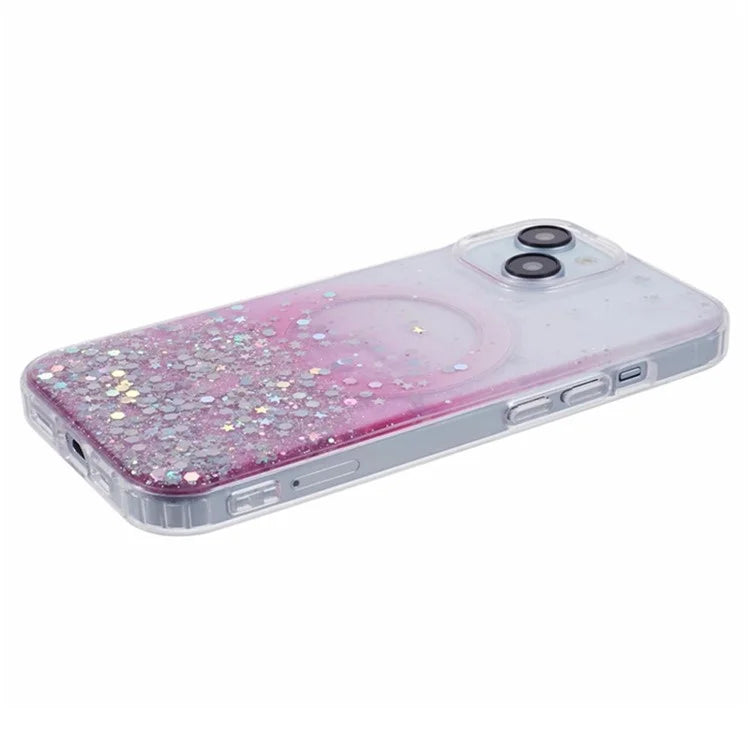 WANLONFENG JWT Series For iPhone 13 Glitter Sequin TPU+Acrylic Magnetic Phone Case with Screen Film + Lens Film