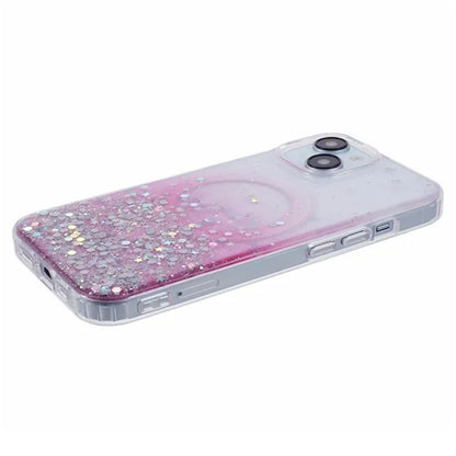 WANLONFENG JWT Series For iPhone 13 Glitter Sequin TPU+Acrylic Magnetic Phone Case with Screen Film + Lens Film