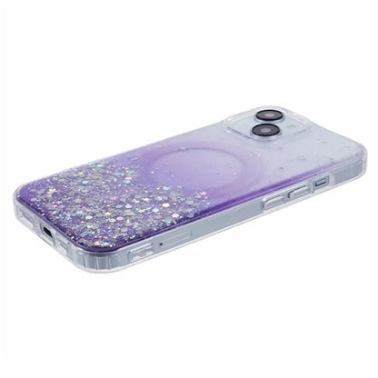WANLONFENG JWT Series For iPhone 13 Glitter Sequin TPU+Acrylic Magnetic Phone Case with Screen Film + Lens Film