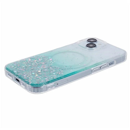 WANLONFENG JWT Series For iPhone 13 Glitter Sequin TPU+Acrylic Magnetic Phone Case with Screen Film + Lens Film
