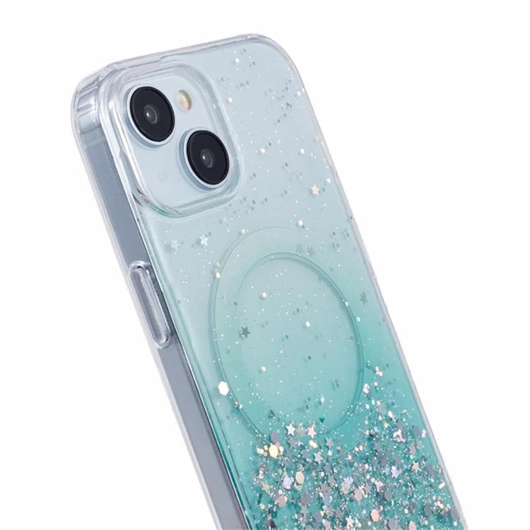 WANLONFENG JWT Series For iPhone 13 Glitter Sequin TPU+Acrylic Magnetic Phone Case with Screen Film + Lens Film