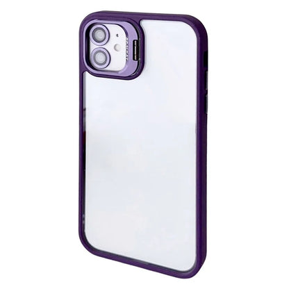 WANLONFENG NKS Series For iPhone 12 Acrylic Phone Case Kickstand Cover with Screen Film and Lens Film