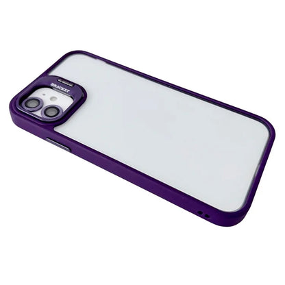 WANLONFENG NKS Series For iPhone 12 Acrylic Phone Case Kickstand Cover with Screen Film and Lens Film