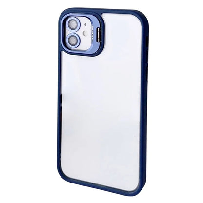 WANLONFENG NKS Series For iPhone 12 Acrylic Phone Case Kickstand Cover with Screen Film and Lens Film