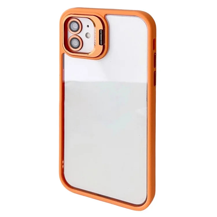 WANLONFENG NKS Series For iPhone 12 Acrylic Phone Case Kickstand Cover with Screen Film and Lens Film