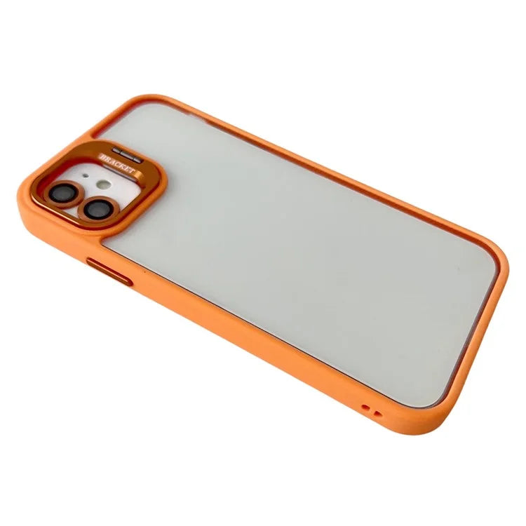 WANLONFENG NKS Series For iPhone 12 Acrylic Phone Case Kickstand Cover with Screen Film and Lens Film