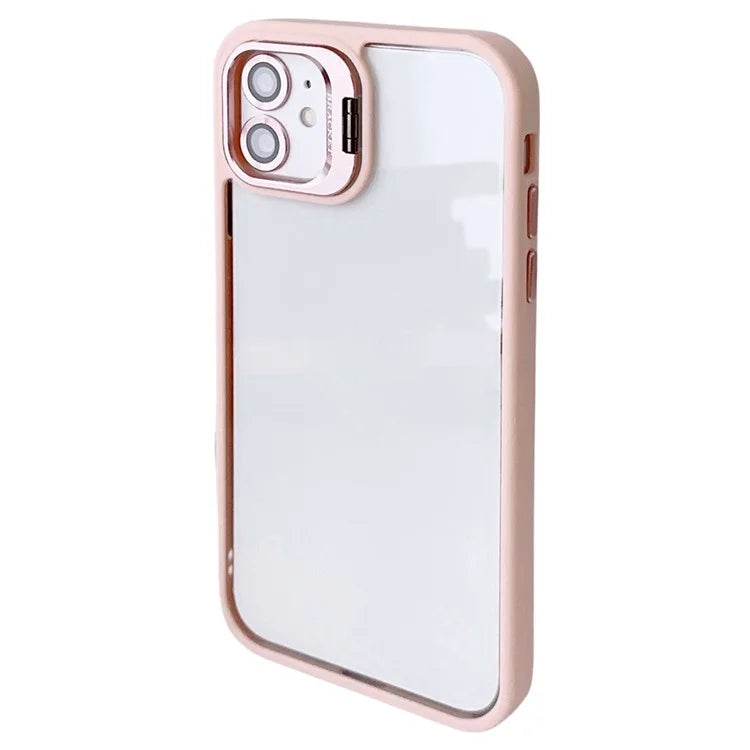 WANLONFENG NKS Series For iPhone 12 Acrylic Phone Case Kickstand Cover with Screen Film and Lens Film