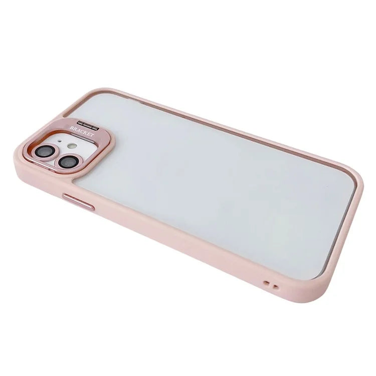 WANLONFENG NKS Series For iPhone 12 Acrylic Phone Case Kickstand Cover with Screen Film and Lens Film