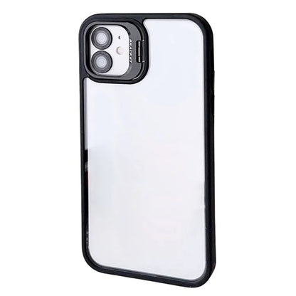 WANLONFENG NKS Series For iPhone 12 Acrylic Phone Case Kickstand Cover with Screen Film and Lens Film