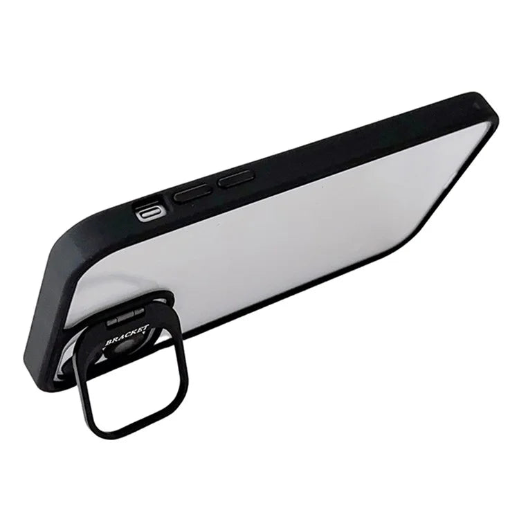 WANLONFENG NKS Series For iPhone 12 Acrylic Phone Case Kickstand Cover with Screen Film and Lens Film