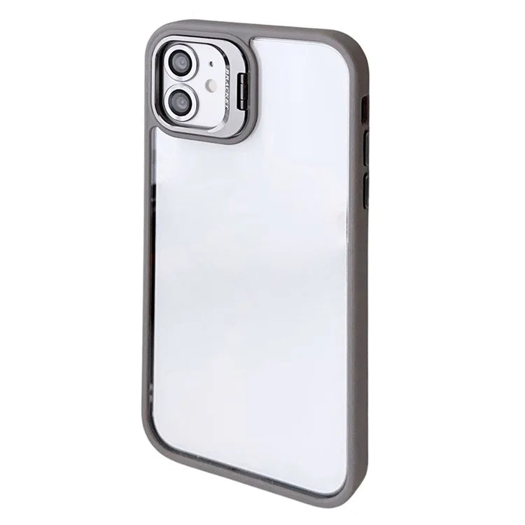 WANLONFENG NKS Series For iPhone 12 Acrylic Phone Case Kickstand Cover with Screen Film and Lens Film