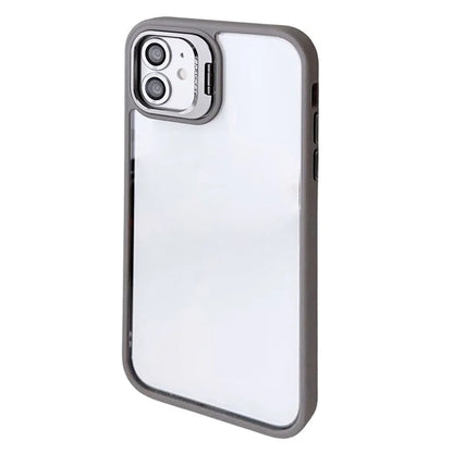 WANLONFENG NKS Series For iPhone 12 Acrylic Phone Case Kickstand Cover with Screen Film and Lens Film