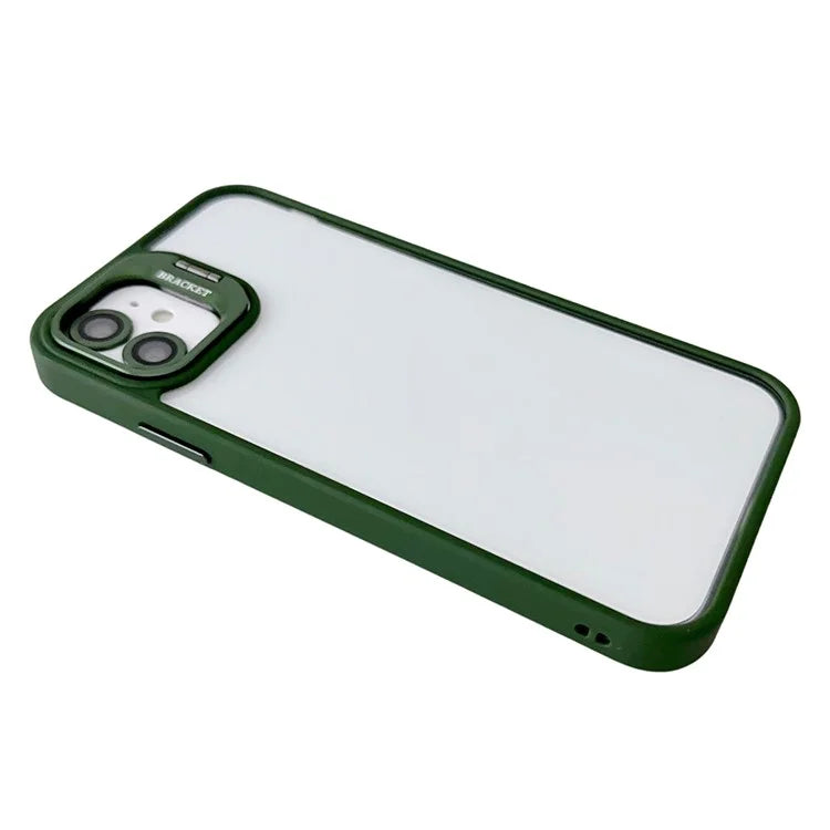WANLONFENG NKS Series For iPhone 12 Acrylic Phone Case Kickstand Cover with Screen Film and Lens Film