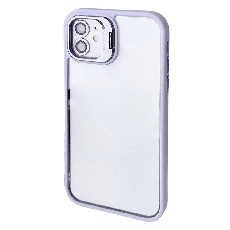 WANLONFENG NKS Series For iPhone 12 Acrylic Phone Case Kickstand Cover with Screen Film and Lens Film