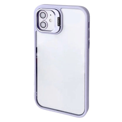 WANLONFENG NKS Series For iPhone 12 Acrylic Phone Case Kickstand Cover with Screen Film and Lens Film