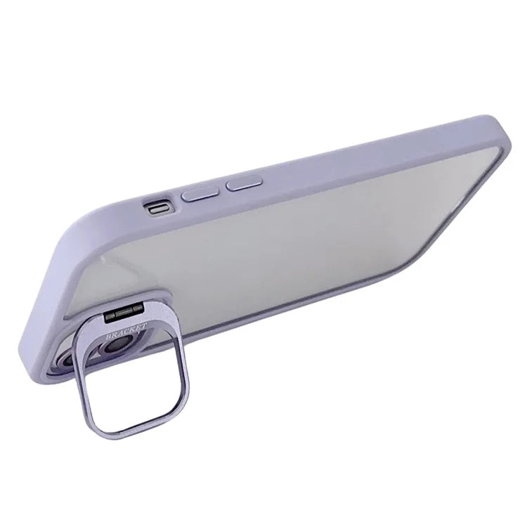WANLONFENG NKS Series For iPhone 12 Acrylic Phone Case Kickstand Cover with Screen Film and Lens Film