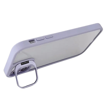 WANLONFENG NKS Series For iPhone 12 Acrylic Phone Case Kickstand Cover with Screen Film and Lens Film