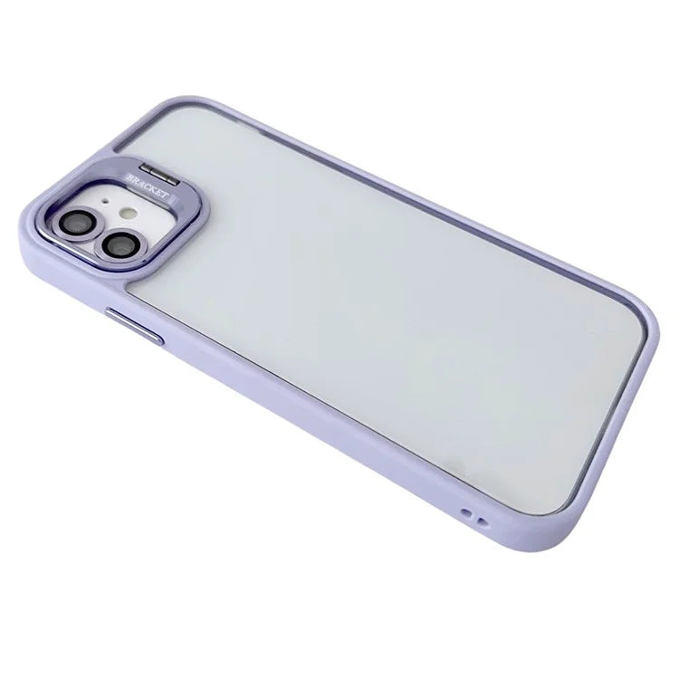 WANLONFENG NKS Series For iPhone 12 Acrylic Phone Case Kickstand Cover with Screen Film and Lens Film
