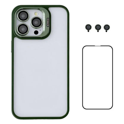 WANLONFENG NKS Series For iPhone 12 Pro Acrylic Phone Case Kickstand Cover with Screen Film and Lens Film