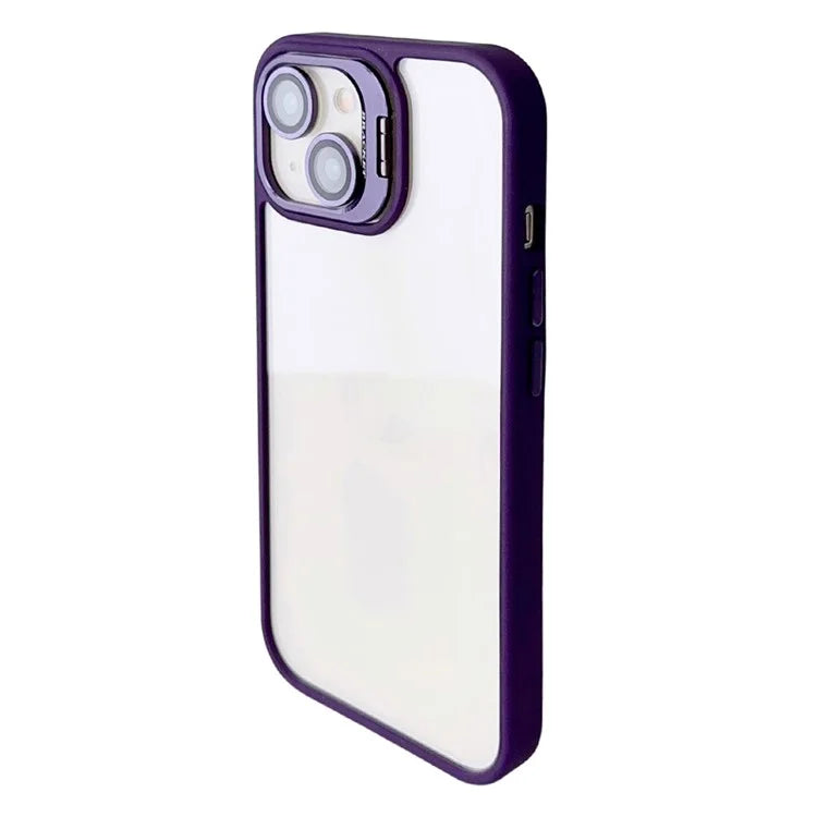 WANLONFENG NKS Series For iPhone 14 Acrylic Phone Case Kickstand Cover with Screen Film and Lens Film