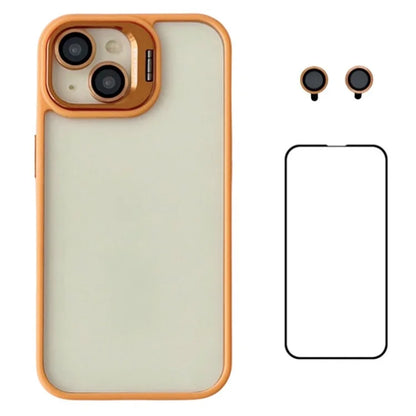 WANLONFENG NKS Series For iPhone 14 Acrylic Phone Case Kickstand Cover with Screen Film and Lens Film